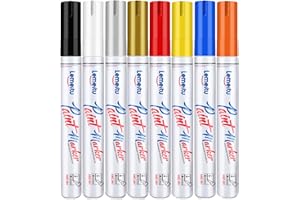 LEMEITU Lot de 8 marqueurs permanents à base d'huile - Ne se décolorent pas - Pour bureau, projets artistiques, peinture sur roche, céramique, verre, bois, plastique, métal, toile