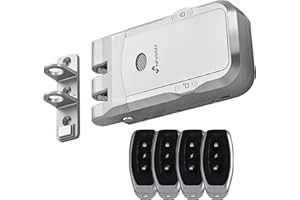 Nivian Cerrojo Invisible Electrónico Inalámbrico – Cerradura Antivandálica por Radiofrecuencia con Mandos a Distancia, Doble Motor, Apertura y cierre desde Interior y Exterior (Sin App)