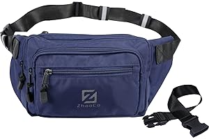 ZHAOCO Bumbag Waist Fanny Pack for Men Women Water Resistant Waist Bag with 4 Zipped Pockets and Adjustable Buckle Strap for Dog Walking Running Hiking Travelling - Blue