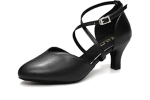 YCALCP Scarpe da Ballo Latino Americano Donna Punta Chiusa Professionale Carattere Moderno Salsa Tango Valzer Scarpe Ballo de Sala,Modello-L666,Tacco di 6 cm