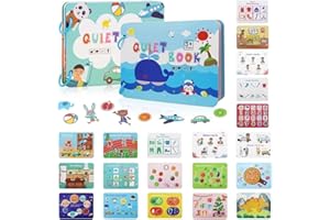 Afufu Quiet Book, zabawka Montessori od 3, 4, 5, 6 lat, pedagogiczna, spokojna książka dla dzieci, książka z 2 naklejkami, zabawka edukacyjna, prezent dla chłopców i dziewczynek