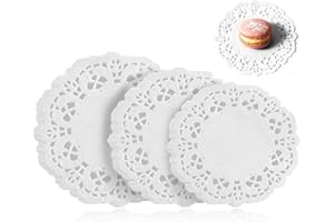 FDCLIXUVOL 300 Stück Tortenspitze, 3 Größen Spitzenpapier für Kuchen Tortenunterlage Rund Küche Backpapier Tischset Papier für Geburtstag Hochzeit Party Kuchen Pizza Pappteller, Weißes (9cm, 11.4cm, 14cm)