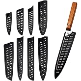 8 Pieces Kitchen Knife Protector, Universal Plastic Knife Protective Sheath, Perforated Design, 8 Sizes, Black Knife Protecti
