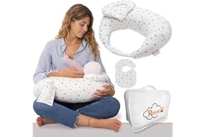 RUGUIES- Cojín Lactancia Ajustable y Ergonómico- Cojín de Lactancia pequeño- Almohada Embarazo-Funda Extraíble y Lavable 100% Algodón- Almohadita Bebé a 45º Antireflujo para Máximo Confort.