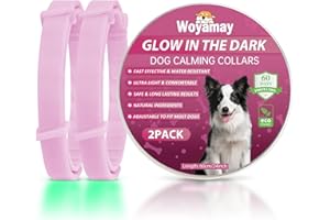 Woyamay Collare Calmante per Cani, Collare Luminoso per Cani Calmante Anti-ansia Regolabili, Collare Cane ai Feromoni Calmante Naturale a 60 Giorni per Cani di Tutte le Taglie, Rosa 2 pezzo