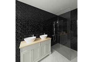 NRG 1m Wide x 2.4m Long x 10mm Large Bathroom Wall Cladding Ceiling PVC Shower Wet Wall Panel Black Sparkle Gloss 1PCS
