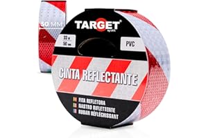 TARGET Cinta Reflectante Adhesiva, Advertencia Señalización Marcaje Alta Visibilidad Peligro Seguridad (ROJO y BLANCO, 33 M X 50 mm)