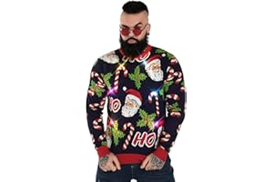 U LOOK UGLY TODAY Unisex Men's LED Christmas Jumper Light Up Novelty Rudolph Santa Reindeer Snowflakes Knitted Xmas Tree Ladies Sweater