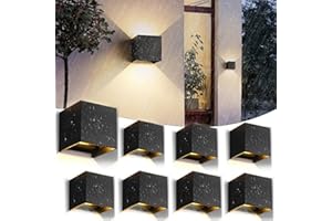 CHENBEN Aplique Pared Exterior/Interior, 12W Lámpara 8 Piezas, 3000K Ángulo Ajustable Luz Impermeable Para Dormitorio, Balcón, Jardín, Patio, Porche