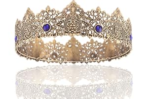 LEEMASING King Men Tiara Krone Imperial Mittelalter Stirnband Kristall Festzug für Hochzeit Halloween Messe Kostüm Geburtstag