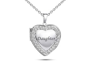 KunBead Jewelry Love Heart Photo Picture Locket Pendant Necklace for Pictures for Mum Women Girls Birthday Gift