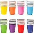 RJFUJP 80 Pcs Rainbow Paper Party Cups, 8.5cm x 7.5cm, 1 Cup Capacity, Disposable, Leak Resistant, Kids Party Supplies