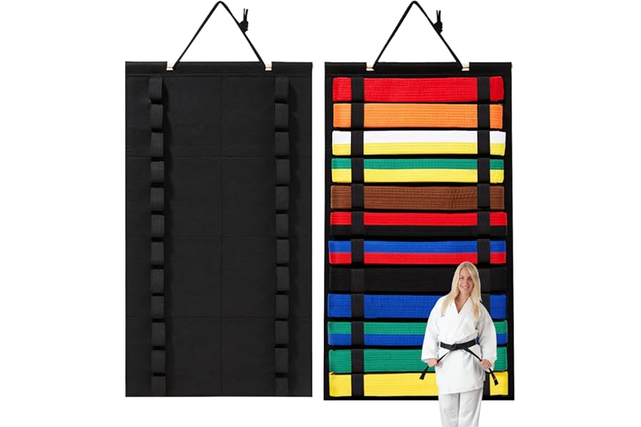 EliphonTowne 12 Belts Karate Belt Display Rack - Martial Arts Belt Display Holder, Taekwondo Belt Organizer, Equipment for Taekwondo Coaches, Students and Enthusiasts(1 PC, No Belts)