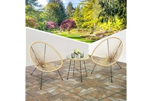 RayGar Ensemble de bistrot à Cordes, Acier allié, Naturel, Taille Unique
