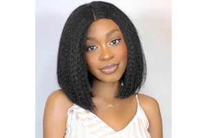 ZEKAN Wear And Go Glueless Wig Human Hair Pre-Cut Yaki Straight Bob Lace Wigs For Women Parrucca Donna Capelli Veri Umani No Glue 4x4 Transparent Lace Wig Beginner Friendly 180% Density 10 Inch