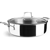 Lacor 60888 &ndash; Low Trichef Casserole, 5 L, 11 Inches, Steel Tricayer | Made of 18/10 stainless steel, for stews and even cooki