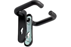 Micel - 00234 - Maniglia per porta con foro per serratura da 72 mm con piastra in acciaio e nylon in versione nera, 168 x 44 mm