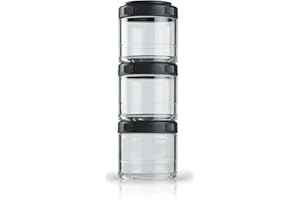 BlenderBottle GoStak Behälter, zum Aufbewahren von Protein, Eiweiß, Pulver, Vitaminen und mehr, 3er-Pack (3x100ml), schwarz