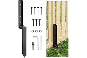 HOTUVEP Fence Post Support, 1Pack Metal Fence Post Repair with with Nails, Garden Pergola Post Support Bracket for Reinforcement, Ground Spike for Repairing Tilted Broken Wooden Fence