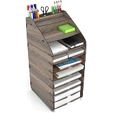 Mingitav Tower Ofis Masa&uuml;st&uuml; Organizer 10 Kat Letter A4 Evrak Rafı (Ceviz)