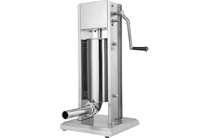 Zelsius | Macchina per riempire salsicce professionale in acciaio inox + quattro diversi tubi di riempimento | insaccatrice, pressa per salsicce, macchina con cambio a due velocità (5 Litro, argento)