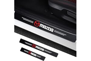 Bateconli Mazda 2 3 4 5 6 CX-3 CX-30 CX-5 CX-7 Carbon Fiber Leather Car Door Sill Scuff Plate Guard Sills Door Entry Guard Protector Trim Autoparts Accessories 4PCS