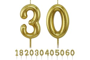 ‎HPNPARTY Geburtstagskerzen 30 zahlen geburtstagskerzen Tortendeko, 3D Diamant Form Kuchen Kerzen Zahl Glitzer Kuchen Topper Dekoration