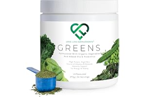 Organic Greens by LLS | 273g - 30 Servings | Unflavoured | Contains 6 Organic Greens - Kale, Spirulina, Spinach, Seagreens, Pea, Chlorella Plus Inulin and Lactospore® | Love Life Supplements