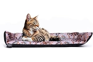 bo&flash Katzenliege für die Fensterbank San Francisco Erdem – Hochwertiges Katzenbett – Waschbares Katzenbett 62 × 27 × 10 cm – Katzenkissen – rutschfeste Unterseite - Cat Bed