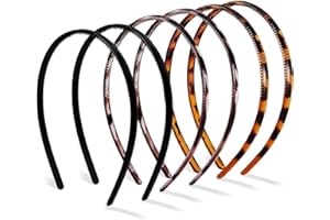 Hanyousheng 6 Pezzi 8mm Cerchietto, Cerchietti per Capelli Donna, Cerchietto Sottile con i Denti Cerchietti, Bellezza Fasce di Plastica per Capelli Uomo e Donna (3 Colori)