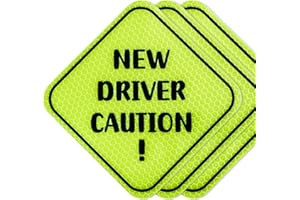 NQEUEPN 3 pezzi Nuovo Magnete Adesivo del Conducente, New Driver Caution Adesivo Magnetico Riflettente Giallo Studenti Autista Segni Accessori Rimovibili per Auto per Paraurti, Studenti, Uomini, Donne