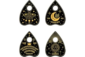 CREATCABIN Planchette Spirit Board Drewniany kryształowy uchwyt mini kryształowa kula stojak ekspozycyjny wiedźma rzeczy wiccan ołtarz dekoracja wiedźmy artykuły upominkowe mała taca na kryształową kulę, kamienie czarownicę, czarne, 4 szt