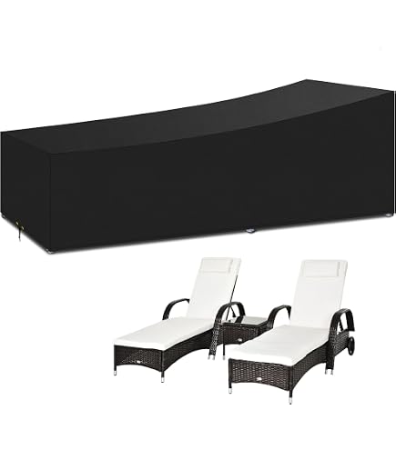 Housse De Transat Imperméable Et Anti-UV - Taille 210x75x80/40 Cm - Pour Salon De Jardin - Avec Sangles Et Sac De Rangement - 7