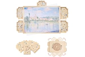 VEVOR Tavolo per Puzzle 736 x 535 mm da 1000 Pezzi, Set da Tavolo per Puzzle Standard Portatili in Legno con 5 Cassetti e Coperchio, Anello di Base Rotante a 360° per Adulti, Facile da Riporre