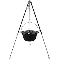 Grillplanet Original ungarischer Gulaschkessel 15 Liter emailliert | Dreibein-Gestell 130cm Teleskopgestell…