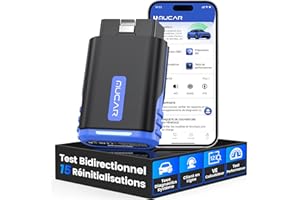 OBD2 Bluetooth Français, MUCAR DriverScan Valise Diagnostic Auto Multimarque, Outils de Diagnostic sans Fil pour Tous Les Systèmes, Tests Bidirectionnels, Tests de Performance du Moteur