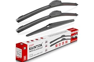 RAINTOK Set di spazzole di ricambio per tergicristalli anteriori e posteriori di Toyota Yaris 2007, 2008, 2009, 2010 e 2011, 66 cm, 35,6 cm, 30,5 cm (confezione da 3)