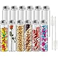 12Pcs Test Tubes 80ml Plastic Test Tubes with Lids, Transparent Test Bottle with Cleaning Brush Plastic Tubes for DIY Candy Powder Spice Liquid Storage