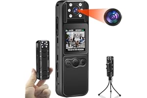 SecuraLen Mini Kamera mit Audio und Video, 1080P HD 180° Drehbares Objektiv Mini Body Camera, Nachtsicht Automatischer Bildschirmdrehung Videokamera Body mit OTG-Funktion für 7 Stunden Mit