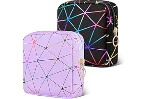 Likesing Lot de 2 mini sacs de rangement pour serviettes hygiéniques - En cuir synthétique imperméable - Pour femme et fille - Noir et violet