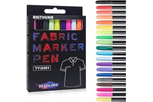 MOJOTIC Textilstifte Waschmaschinenfest, 20 Stoffmalstifte, Textilmarker, Stoffmalfarben Waschfest, Stoffmalstifte Waschfest, Textilmarker Waschmaschinenfest, Stoffstifte Waschmaschinenfest, Textil Stifte