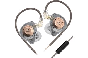 Linsoul KZ EDX Pro X Słuchawki douszne, pojedynczy dynamiczny przetwornik HiFi w ergonomicznej obudowie, przewodowe słuchawki do gier, odłączany kabel dla audiofilów(Szary,Z mikrofonem)