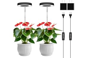 Wiaxulay Grow Lights for Indoor Plants, Full Spectrum Plant Lights for Indoor Plants, 3 Optional Spectrums Growing Lamp with 3/9/12Hrs, Height Adjustable, 10 Levels Dimmable for Small Plants, 2 Packs