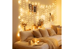 MUSUNIA Rideau lumineux d'intérieur USB 1 x 1 m 100 LED avec 10 crochets pour fête sur fenêtre de chambre (blanc chaud)