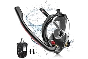 dellyy Masque de Plongée, Masque Snorkeling Adulte, Masque Tuba, Masque de Plongée Intégral, 180° HD Anti-Leak Anti-Fog Masque de Plongée pour Adultes et Enfants