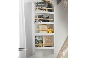Haus Projekt Libreria a Parete per Bambini Portagiocattoli, Scaffale Libreria per Bambini, Libreria di Stoccaggio Multiuso Bianco/Legno con Quattro ripiani, Scaffale per Libri, Wall bookcase - White