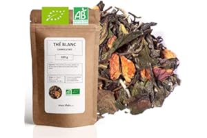 MES THÉS Thé Blanc bio Cannelle - 100g (40 tasses) - Thé en vrac 100% agriculture biologique - Mes-Thés