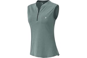 YSENTO Womens Sleeveless Golf Polo Shirts Zip UP Tennis Sports Athletic Tank Tops UPF 50+