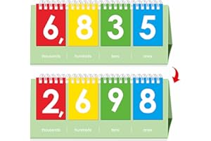 SpriteGru Freistehender Stellenwert-Flipchart, Doppelseitig mit Ganzen Zahlen, Pädagogisches Mathe-Lerntool Zählen Sie zu Tausende