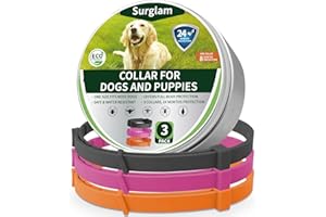 SURGLAM Collier Anti Puce Chien, Colliers Anti-Puces et Anti-Tiques pour Chiens, Contre Les Puces Collier Protection 24 Mois, Naturel Collier Chien Anti Puces et Tiques, Traitement Antipuces Collier N-R-O